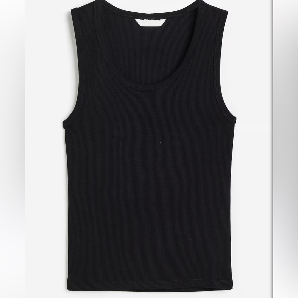 H&M Ribbed Knit Black Sweater Tank Top Size M EUC